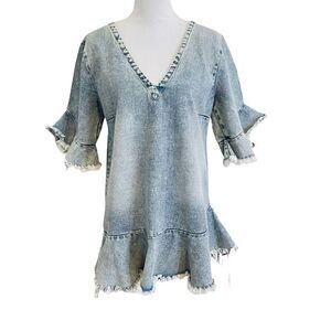 MLM Label Henri Denim Jean Dress Raw Hem Size XS